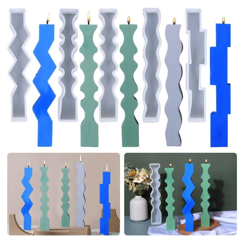 Long Strip Geometric Silicone Mold Wave Zigzag Pattern Handmade Scented Candle DIY Resin Craft Home Decor Soap Pillar
