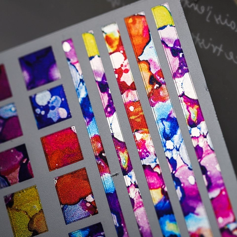 Nail Art Stickers Abstract Ink Marble Metallic Electroplated Colorful Geometric DIY Manicure Decoration Decals