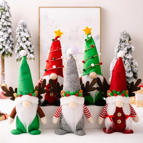 Ornamenti Gnomo Di Natale Corna Rudolph Bambola Peluche Tessuto Feltro Barba Decorazione Da Scrivania Casa Festa