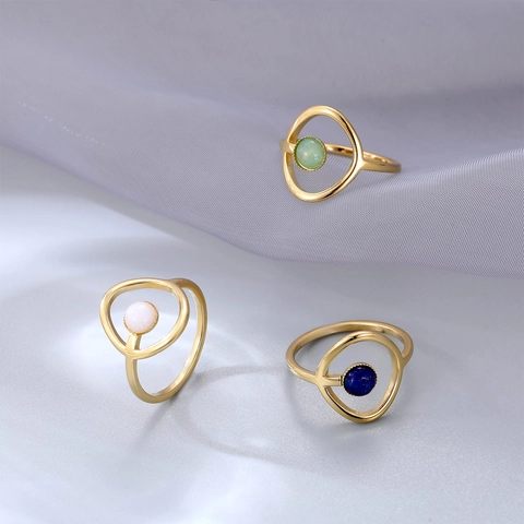 Anillo de Acero de Titanio Estilo INS Moda Europea y Americana Geométrico Hueco con Perla de Concha para Mujer Joyería Elegante