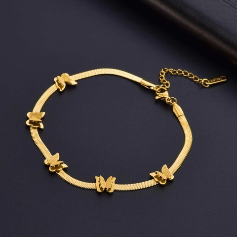 Fashion Stainless Steel Butterfly Bracelet For Women Gold Plated Snake Bone Chain Bracelet Adjustable Jewelry Gift