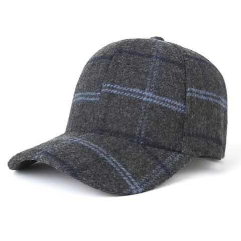 Plaid Baseball Cap Vintage Woolen Texture Outdoor Warm Winter Adjustable Hat For Men Women Casual