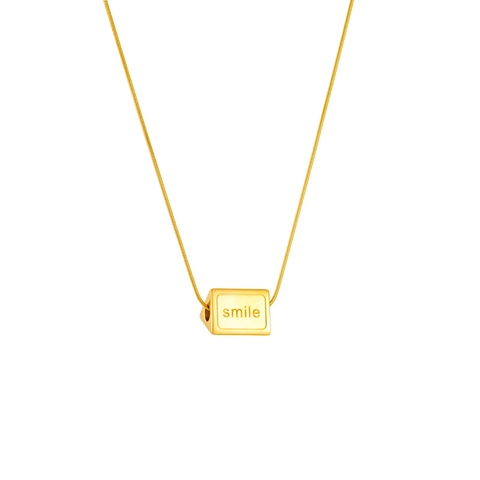 Collana Con Ciondolo A Prisma Triangolare Inciso Smile Minimalista Acciaio Al Titanio Placcato Oro Catena A Serpente Gioielli Per Donna