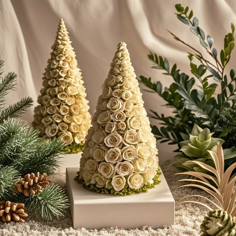 Rose Christmas Tree Silicone Mold For Aromatherapy Candle Making Handmade Soap Gypsum Resin DIY Craft Christmas Decor
