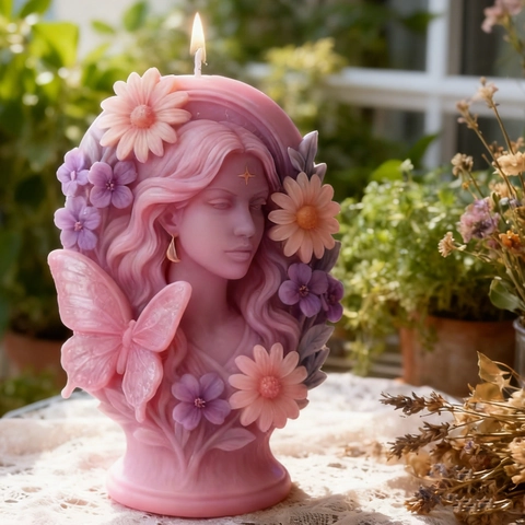 Silicone Candle Mold Butterfly Fairy Flower Goddess Relief Sculpture Aromatherapy DIY Crafting Mold For Soap Gypsum Decorative