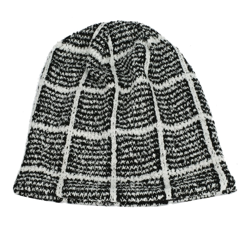 Unisex Knit Beanie Hat Acrylic Winter Warm Plaid Checkered Slouchy Pullover Cap For Men Women