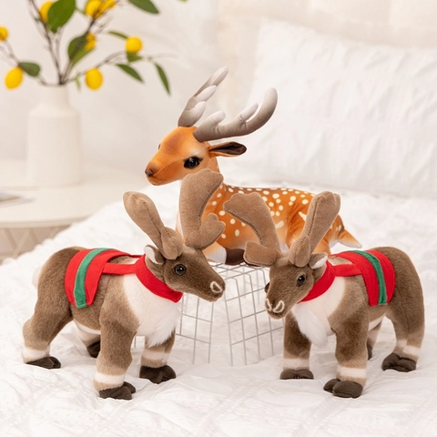 Giocattolo Di Peluche Renna Di Natale E Cervo Sika Animale Di Peluche Morbido Bambola Renna Decorazione Natalizia Regalo Per Bambini