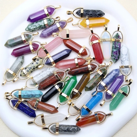 Natuurlijke Kristalsteen Hanger Ketting Hexagonale Kolom Puntige Kogelvorm Edelsteen Genezing Sieraden Mode Minimalistisch