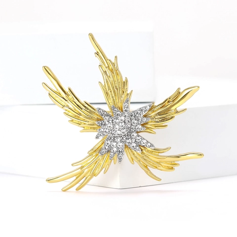 Mode Seestern Flamme Brosche Für Damen Luxus Legierung Strass Eingelegt Corsage Pin Elegante Kleid Zubehör Gold