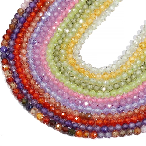 Faceted Crystal Zirconia Round Beads For DIY Jewelry Making Necklaces Bracelets Strands Colorful Sparkling Zirconia Beads
