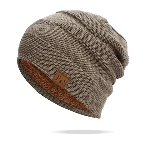 Berretto Invernale Beanie Maglia Acrilico Foderato In Pile Caldo Cappello Da Sci Outdoor Con Toppa In Similpelle