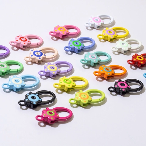 Flower Shape Alloy Spring Buckle Colorful Enamel DIY Jewelry Finding Keychain Clasp Connector