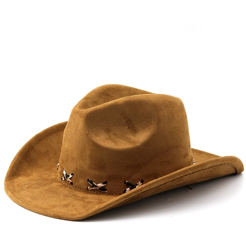 Chapeau De Cowboy Occidental Suédine Large Bord Imprimé Léopard Rétro Fedora Pour Hommes Femmes