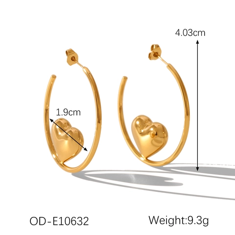 Orecchini in Acciaio Inossidabile Placcato Oro 18K per Donna Orecchini a Bottone con Pendente a Forma di Cuore Geometrico Perla Artificiale Strass Gioielli