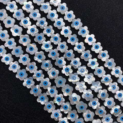 Natuurlijke Zeeschelp Bloemenkralen Boze Oog Pruimenbloesem Druppelolie Kunstparelmoer Losse Kralen Voor DIY Sieraden Maken