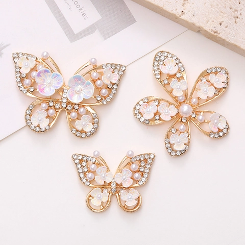 Ciondoli Accessori Fai Da Te Farfalla Fiore Lega Di Zinco Künstliche Perle Sintetiche Strass Intarsiati Eleganti Per Decorazione Custodia