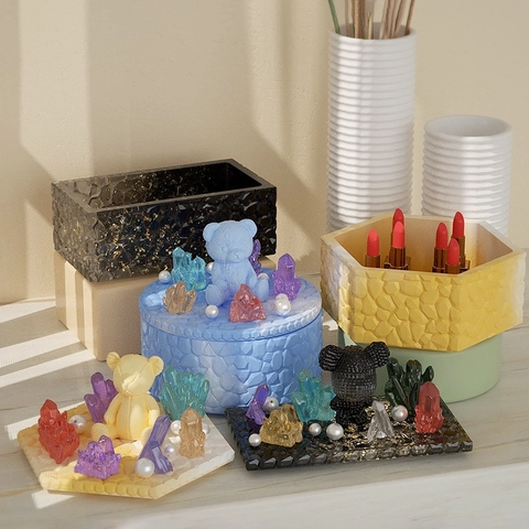 DIY Resin Silicone Molds For Storage Box Jewelry Organizer Pineapple Bow Shape Epoxy Crafting Tools