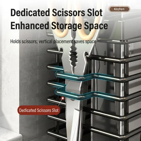 304 Stainless Steel Knife Holder Kitchen Wall Mounted Storage Rack With Drain Tray Chopstick Cage Modern Black