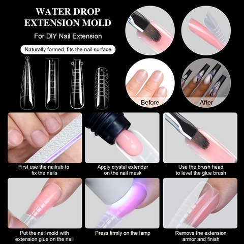 Forme Per Unghie Professionali Trasparente Stampo Estensione Con Scala Per Poly Gel Manicure Fai Da Te Plastica Chiara Multi Forma