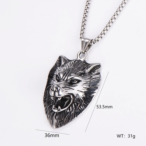 Collana Con Ciondolo In Acciaio Inossidabile 304 Retro Punk Gotico Lupo Leone Teschio Astronauta Nodo Celtico Piuma Gioielli