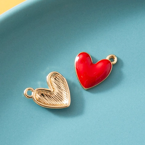 3D Heart Pendants Alloy Enamel Peach Heart Charms For DIY Jewelry Making Necklace Bracelet Earrings Cartoon Accessories