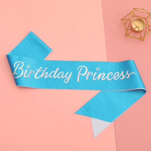 Birthday Princess Schärpe Und Tiara Strass Metall Krone Glitzer Stoff Mädchen Frauen Party Dekorationen