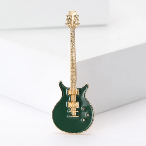Electric Guitar Brooch Pin Alloy Enamel Musical Instrument Jewelry Badge For Clothing Bags Vintage Style For Women