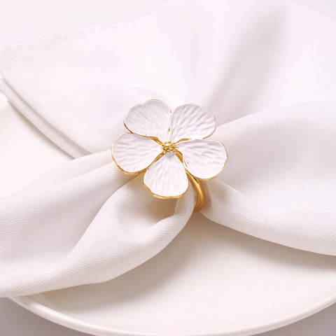 Elegant Flower Napkin Rings Zinc Alloy Floral Napkin Buckle For Wedding Banquet Table Decoration Home Kitchen Accessories