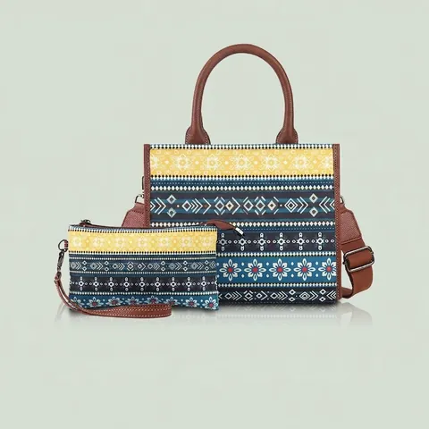 Ethnische Böhmische Bedruckte Canvas Tragetasche Und Clutch Große Kapazität Frauen Reise Schulter Crossbody Wasserdicht