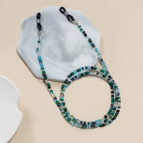 Bunte Glasperlen Brillenkette Rutschfeste Maskenkordel Für Damen Böhmisches Halsband Edelstahl Karabinerverschluss