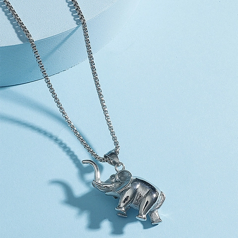 Collana Con Ciondolo A Forma Di Elefante In Acciaio Inossidabile Solido Animale 3D Hip Hop Gioielli Di Tendenza