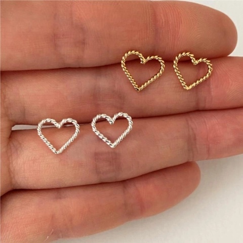 Herz Ohrstecker 925 Sterlingsilber Gedrehte Seiltextur Minimalistischer Stil Schmuck Für Frauen