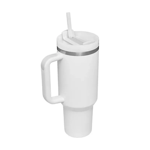 Insulated Tumbler With Straw Stainless Steel Car Travel Mug Vacuum Flask Portable Coffee Cup Modern Sleek Design