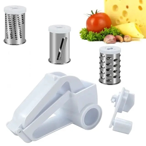 Manual Rotary Cheese Grater With Stainless Steel Blades And Plastic Frame For Kitchen Vegetable Nut Chocolate Grating