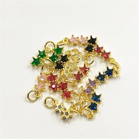 Pendenti Stella A Cinque Punte Rame Con Micro Pavé Zircone Accessori Per Creazione Gioielli Fai Da Te Ciondoli Stella Placcato Oro Design Di Nicchia