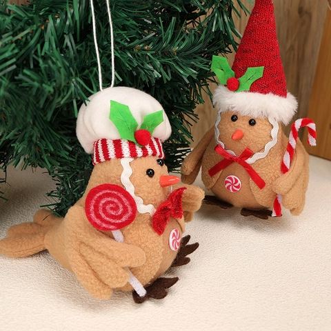 Χριστουγεννιάτικα Διακοσμητικά Πουλιά Gingerbread Βελούδινα Τσόχινα Πουλιά Για Χριστουγεννιάτικο Δέντρο Σπίτι Διακόσμηση