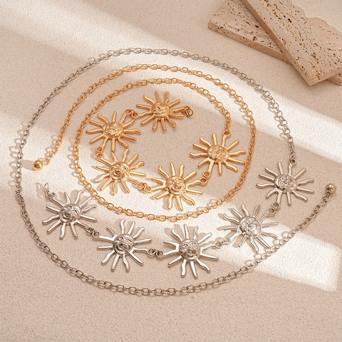Cintura A Catena Con Medaglione Sole Vintage Lega Di Metallo Stile Boho Accessorio Regolabile Per Vita Da Donna