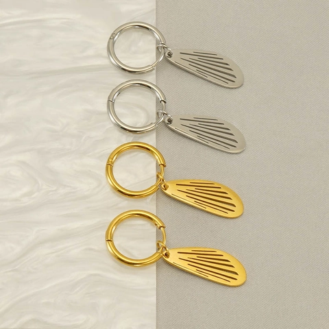 Orecchini A Cerchio In Acciaio Inossidabile Placcato Oro 18K Con Farfalla Di Conchiglia Croce E Ala Da Donna Gioielli Moda