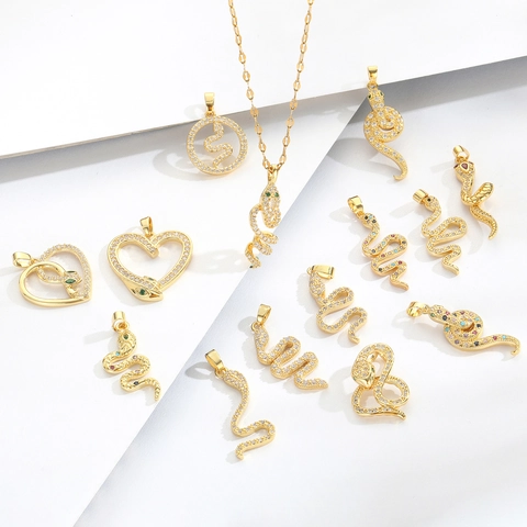 Collana Pendente Serpente Placcato Oro Rame Zirconia Cubica Gioielli Animali Vintage Girocollo Lusso Donna