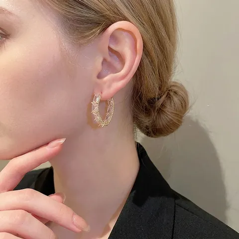 Geometrische Creolen Mit Zirkon Und Silbernem Ohrstecker Vintage Rechteck Kristall Schmuck Für Damen