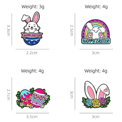 Spilla In Smalto Pin Cartone Animato Pasqua Coniglio Uovo Arcobaleno Lega Di Zinco Distintivo Per Zaino Accessorio Abbigliamento