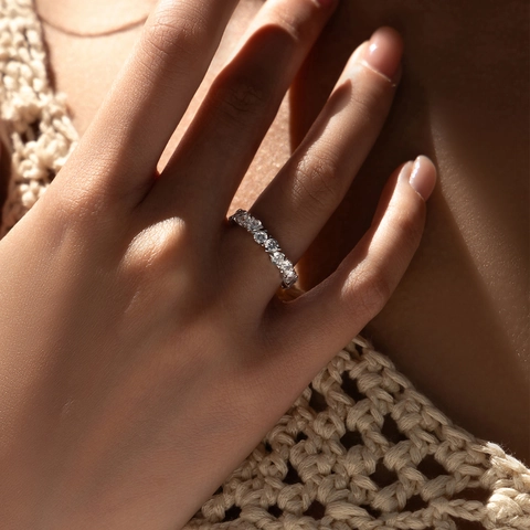 Volle Ewigkeit Ring 925 Sterling Silber Funkelnd Rund Zirkonia Band Hochzeit Schmuck Für Frauen Luxus Mode Fingerring