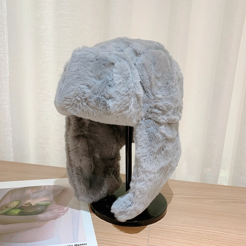 Winter Thick Ushanka Hat Faux Fur Trapper Hat For Men Women Warm Windproof Embroidered Ear Protection Outdoor Ski Cap