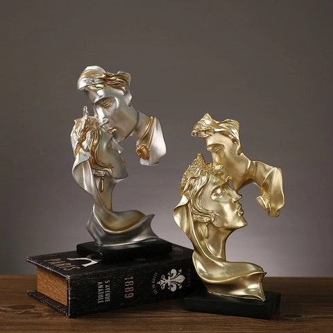 Moderne Abstrakte Paar Küssen Statue Harz Figur Nordischer Stil Haus Deko Desktop Ornament Romantisches Kunstgeschenk