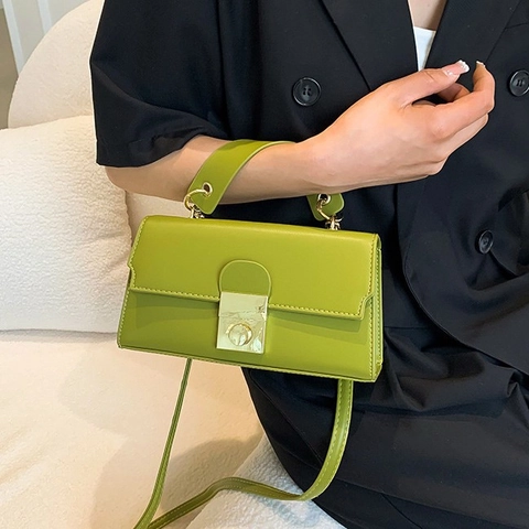 Bolso De Hombro Cuadrado Pequeño Para Mujer Cuero PU Bandoulière Con Cierre Dorado Estilo Retro Moda Uso Diario