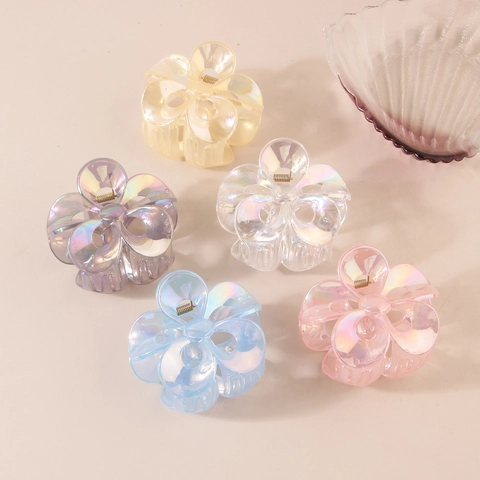 Iriszierende Blumen Haarklammer Kunststoff Harz Hohl Große Haargreifer Für Frauen Süße Florale Haaraccessoires