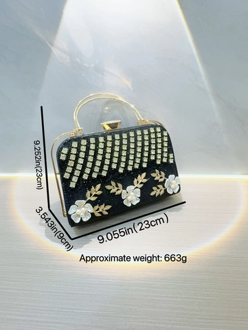 Elegante Pochette Da Sera Con Decorazione Fiori 3D Strass Künstliche Perle Borsa Rigida Glitterata Per Matrimonio Festa Banchetto