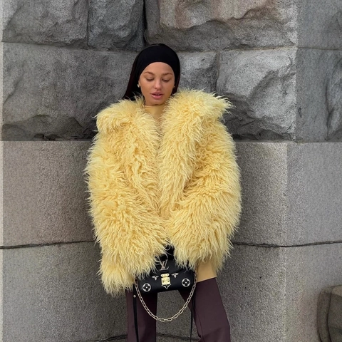 Dames Faux Fur Jas Oversized Pluche Lange Mouwen Jas Warm Elegant Winter Bovenkleding Effen Kleur Ronde Hals