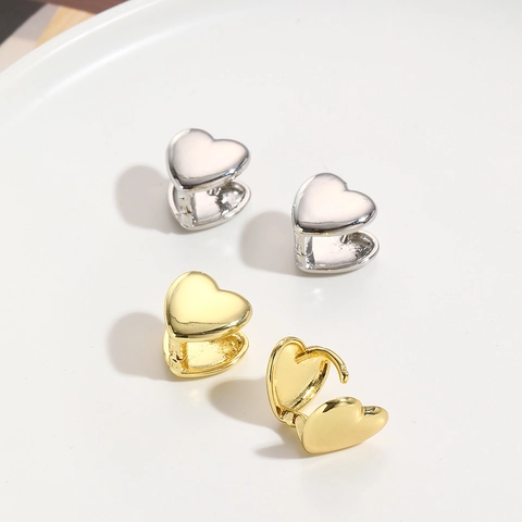 Minimalistische Kupfer Doppelseitige Kleine Herz Huggie Ohrringe Für Damen Gold Silber Herz Ohr Reifen Schmuck Geschenk