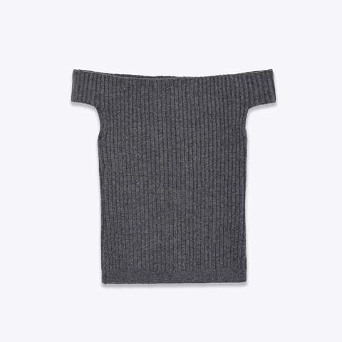 Off The Shoulder Ribbed Knit Top Polyester Acrylic Sleeveless Slim Fit Casual Solid Color Elegant Women